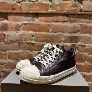 Rick Owens Mainline Ramones Low — Leather — Oxblood/Milk/Milk — Size EU 42